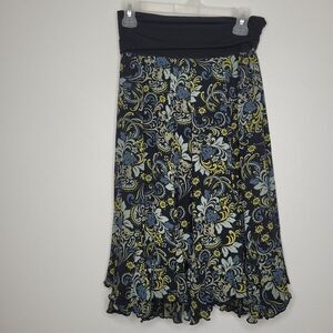 Cabi High Waist Reversible Floral Print Skirt Size Small Fold Over Pull On